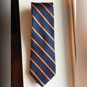 Tommy Hilfiger Navy and Orange Striped Tie